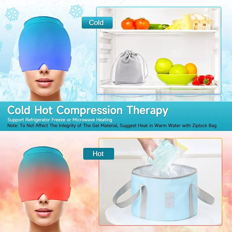 Form-Fitting Gel Ice Headache Migraine Relief Cap: Advanced Cold Therapy Head Wrap - Erne Deals
