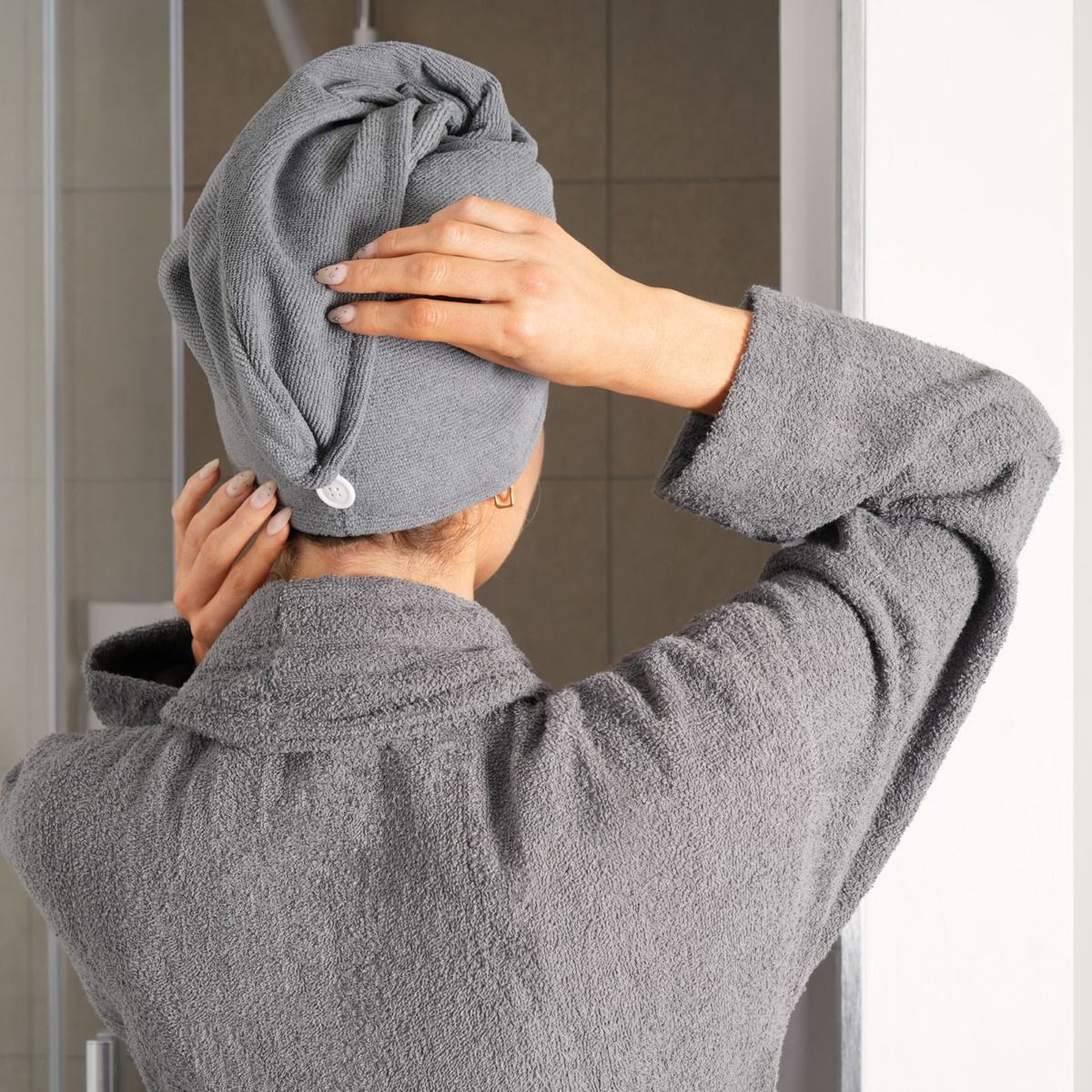 Microfibre Towelling Hair Wrap, Grey - 3 Pack - Erne Deals